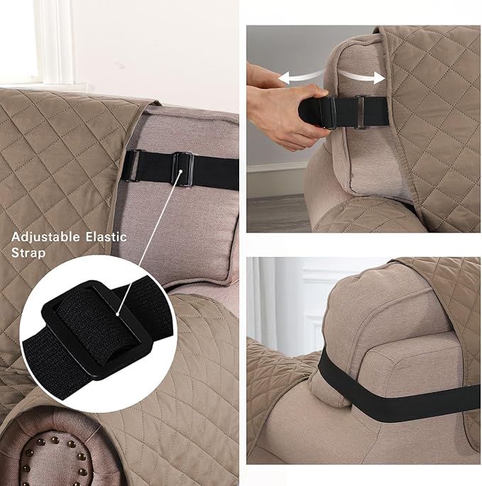 H.VERSAILTEX Water Repellent Loveseat Cover Loveseat Slipcover for Dogs Couch Protector Reversible Couch Cover for 2 Cushion Couch Furniture Protector for Pets(Oversized Loveseat, Taupe Brown/Beige)