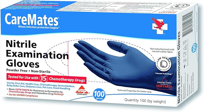 Nitrile Medical Exam Gloves, Latex Free Rubber, Powder Free, Extra Strong, 4 Mil Thick, Certified for Home Infusion, First Aid, Food Safe, Cleaning Gloves, Medium, 400-Count