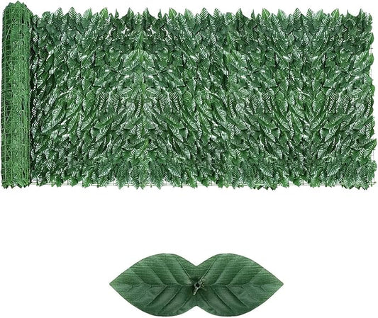 Artificial Ivy Privacy Fence Screen,39.4" X 99" UV-Anti Fake Leaves Plant Vine,Privacy Hedges Wall for Indoor Outdoor Garden Backyard Decor,Color Green Pineapple Leaves