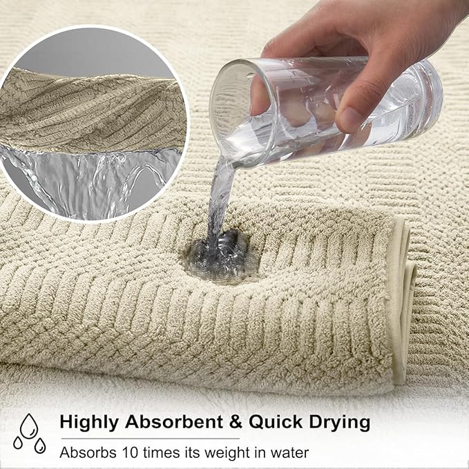 Oliven 8 Pcs Tan Oversized Bath Towel Set-2 Extra Large Bath Sheets,2 Hand Towels,4 Washcloths-600GSM Soft Highly Absorbent Quick Dry Beach Chair Towels