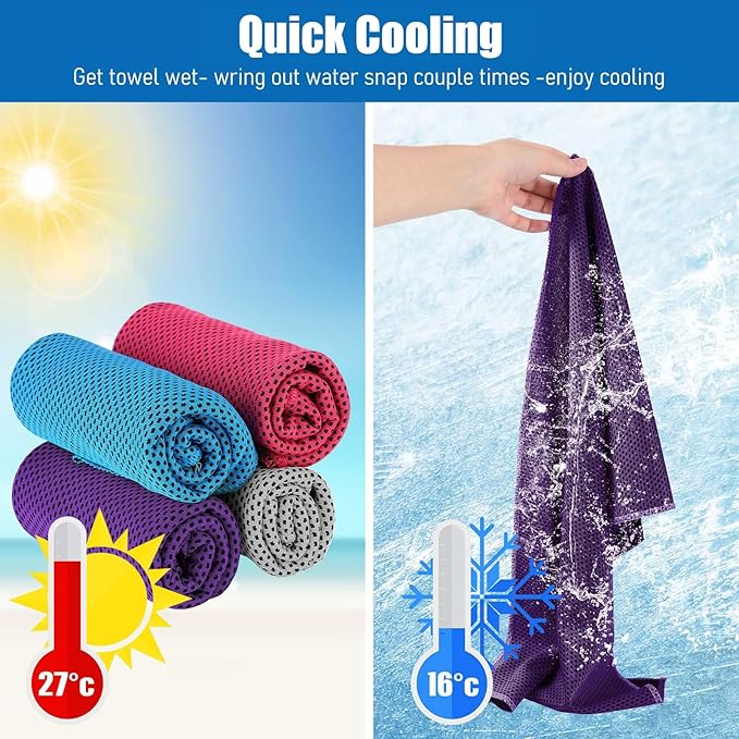100 Pack Cooling Towel - Microfiber Cold Sports Sweat Rags Neck & Face Breathable Ice Chilly Towel for Gym Yoga Golf Workout Beach Accessories