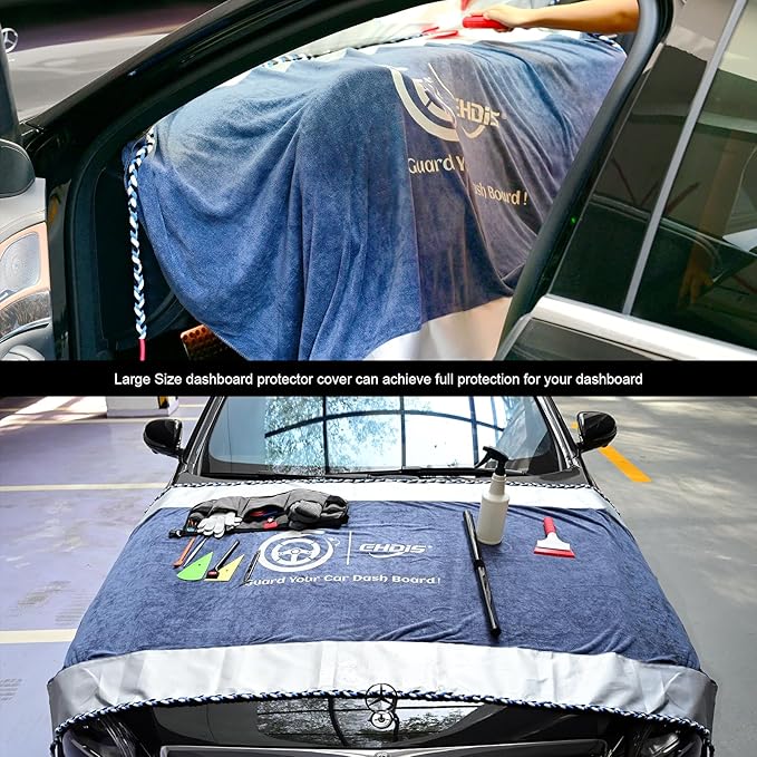 Window Tinting Dash Cover Protection,3 in 1 Super Absorbent Car Dashboard Towel Tool Soak Rope Waterproof Cloth Cover for Vehicle Windshield Dash Window Scratch Free Tint Tools