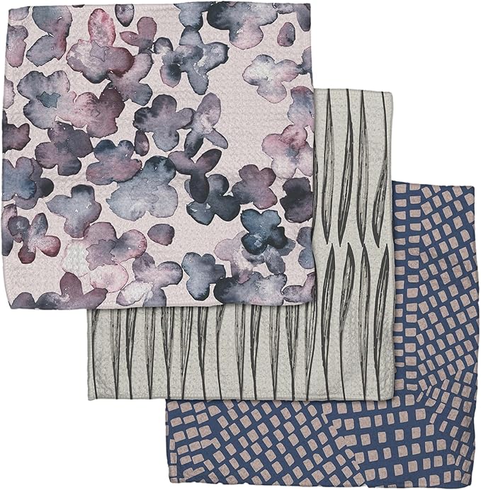 Kitchen Dish Cloths - Quick Dry Dishcloths for Kitchen - Premium Dish Rags with Geoweave - 3-Pack Set Tiny Petals