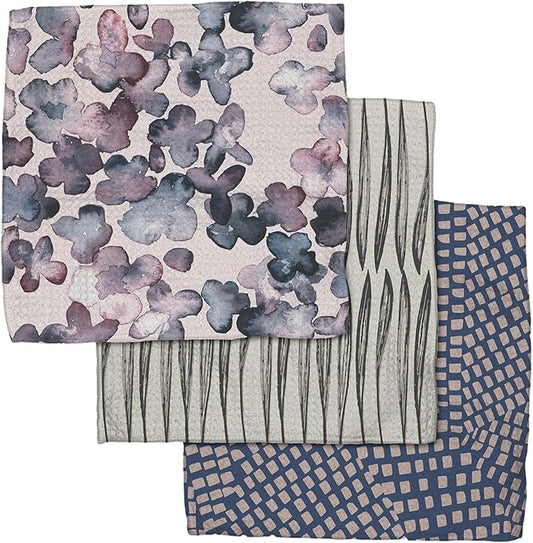 Kitchen Dish Cloths - Quick Dry Dishcloths for Kitchen - Premium Dish Rags with Geoweave - 3-Pack Set Tiny Petals
