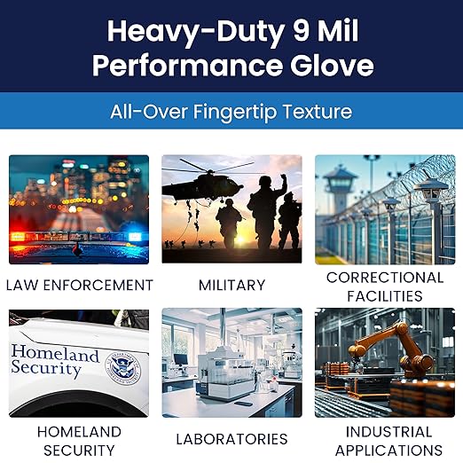 Adenna Dark Light Bulk Disposable Nitrile Gloves – 9 Mil, Heavy Duty Work Rubber Glove with Textured Grip, Non-Latex & Powder Free, Case of 1000, Medium, Black