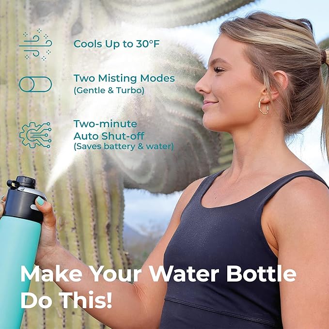 The GoMist Misting & Drinking Bottle Cap – Convert Your Water Bottle to a Drinking AND Misting Bottle - Adds Portable, High-Pressure Misting Spray for Cooling Off, Outdoor Activities, Hiking, & Sports