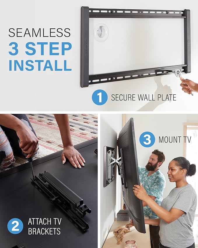 SANUS Tilting TV Wall Mount for 42" to 90" TVs - Low Profile & Universal Design - Fight Screen Glare - Easy 3-Step DIY