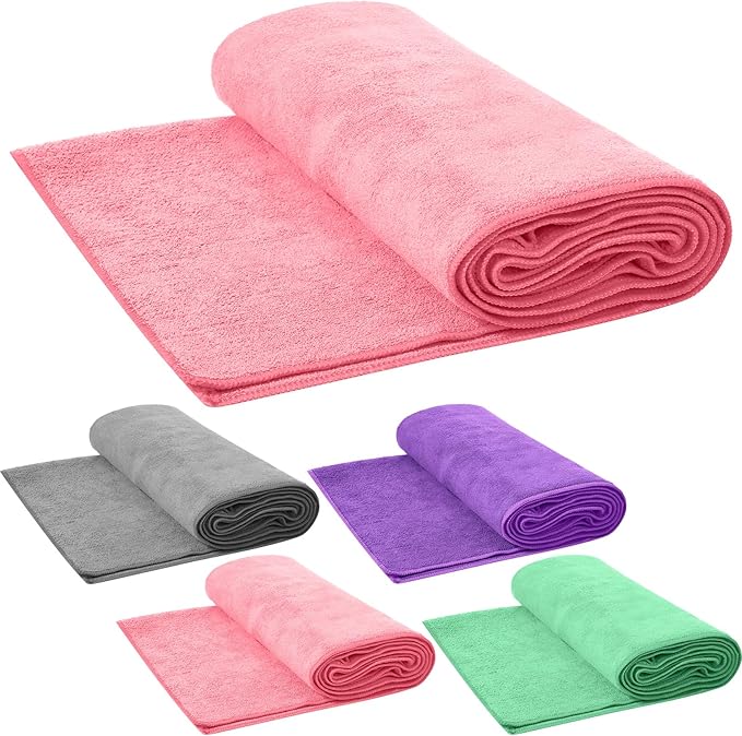 4 Pcs Hot Yoga Towels Bulk Non Slip Microfiber Anti Slip Absorbent Multicolor Wicking Pilates Yoga Mat Towel for Women Men Pilates, 27" x 72" (Vivid)