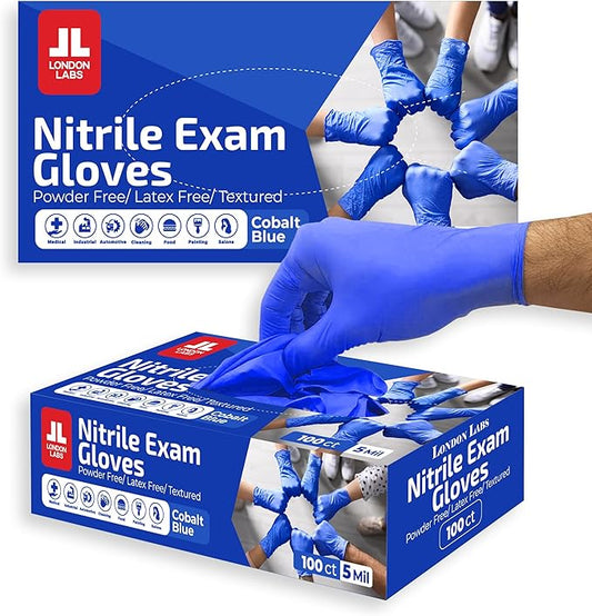 Cobalt Blue 5 Mil Nitrile Exam Gloves Disposable Latex Free | Medical Rubber Gloves for Doctors, EMT, First Aid Kit, Food Service & Cleaning | Pack of (200 CT)