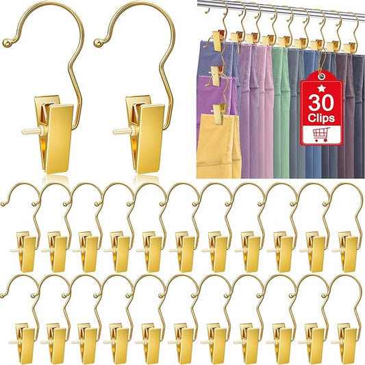 30 Pack Gold Boot Hangers for Closet, Pants Hangers with Clips Portable Travel Hanger Space Saving, Boot Clip Hooks for Hanging Clothes Pins Leggings Hangers Laundry Towels Hat Bra Socks Jean
