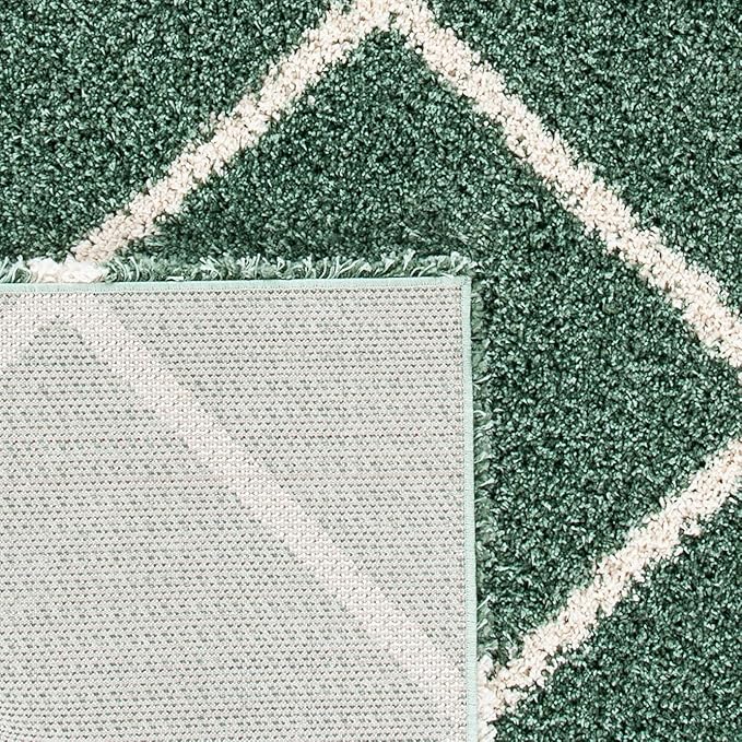 SAFAVIEH Hudson Shag Collection Accent Rug - 3' x 5', Green & Ivory, Modern Trellis Design, Non-Shedding & Easy Care, 2-inch Thick Ideal for High Traffic Areas in Foyer, Living Room, Bedroom (SGH281Y)