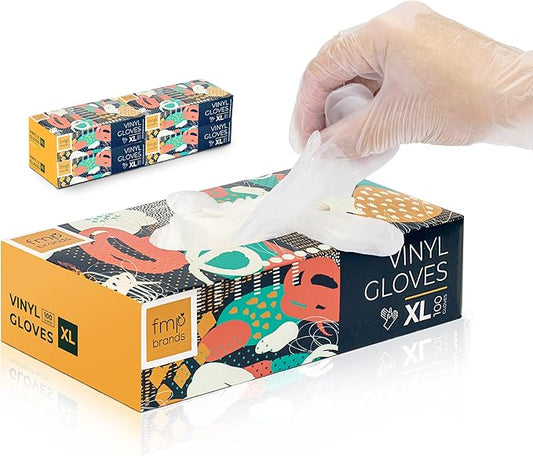 Fit Meal Prep 400 Pack Disposable Latex Free Extra Large Vinyl Food Prep Gloves - Powder Free, Ideal for Kitchen, Bathroom, Household, Gardening