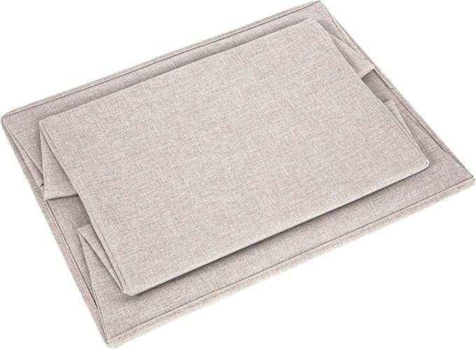 Bigso Tapered Storage Bin - Collapsible Fabric Storage Cubes for Organizing Shelves, Closets, and Rooms, with Handles - 13.4in x 17.7in x 9.8in - Large, Beige