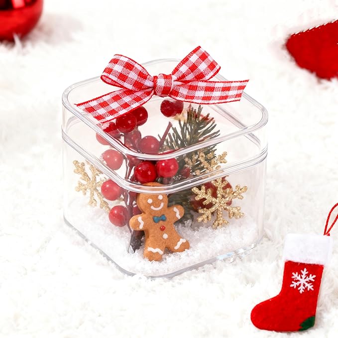 Small Acrylic Box Plastic Square Cube Clear Display Box ith Lid Acrylic Candy Boxes Storage Containers for Birthday Valentine's Day Party Favor Candy Pill and Tiny Jewelry