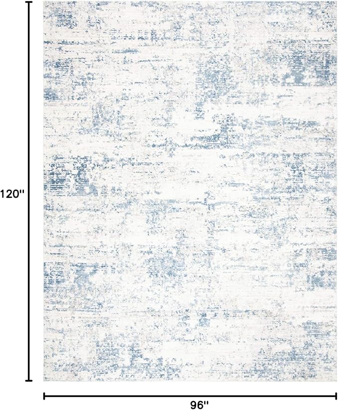 SAFAVIEH Amelia Collection Area Rug - 8' x 10', Ivory & Blue, Modern Abstract Design, Non-Shedding & Easy Care, Ideal for High Traffic Areas in Living Room, Bedroom (ALA700A)