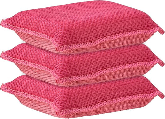 Microfiber Sponges for Dishes Kitchen Sponges Non-Scratch Sponge Dish Scrubber Heavy Duty Household Cleaning Sponges Multi-Purpose Cleaning Supplies Dish Sponge Kitchen Sponges Pack of 3