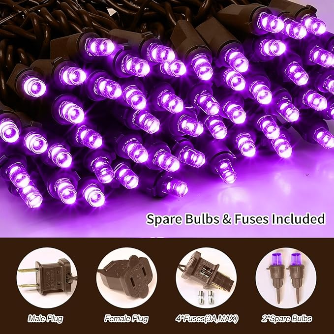 LAMPHOME Purple Halloween Lights, 21.6FT100 LED Halloween String Lights, Waterproof & Connectable Mini Christmas Light, Plug in for Indoor Outdoor Holiday Christmas Party Bedroom Decorations