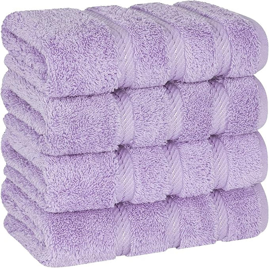 American Soft Linen Luxury Hand Towels for Bathroom, 600 GSM Heawy Weight 16x28 Size 100% Cotton Turkish 4 Piece Hand Face Towel Set, Lilac Hand Towels