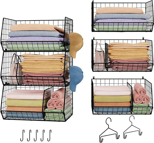 3 Tier Closet Hanging Shelves with Divider, Extra Large Closet Organizers and Storage, Clothes Hanging Organizer Clothing Sweaters Handbags Clutches Accessories