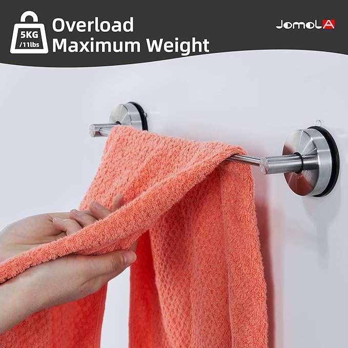 JOMOLA Towel Bar Suction Hand Towel Rack for Bathroom Stainless Steel Kitchen Towel Rail Holder Storage Hanger No Drilling Towel Bar Brushed Finish,22 inches