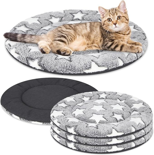VitalCozy 4 Pcs Winter Dog Crate Pads, Ultra Soft Warm Washable Dog Cat Bed Mat for Pet Crate Comfortable Replaceable Reversible Kennel Pad for Small, Medium, Large Dogs (Dia 16 Inch,Gray)