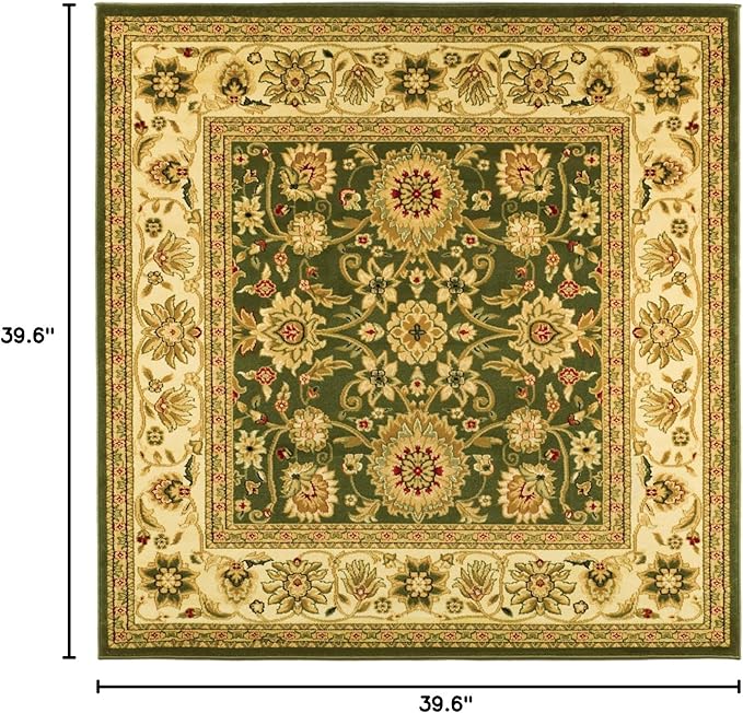 SAFAVIEH Lyndhurst Collection Area Rug - 3'3" Square, Sage & Ivory, Traditional Oriental Design, Non-Shedding & Easy Care, Ideal for High Traffic Areas in Living Room, Bedroom (LNH212C)