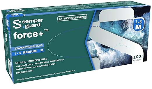 Sempermed SemperForce Black Nitrile Powder Free Exam Medical Gloves, Large (10 Boxes: 1000 Case)