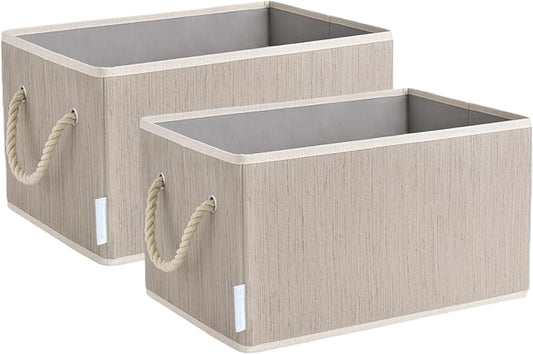2 Pack Large Storage Baskets for Shelves | Fabric Closet Organizers and Storage Bins with Handles Home Organization | Decorative Collapsible Baskets for Organizing Clothes 14.7"x 10.24"x 8.27"