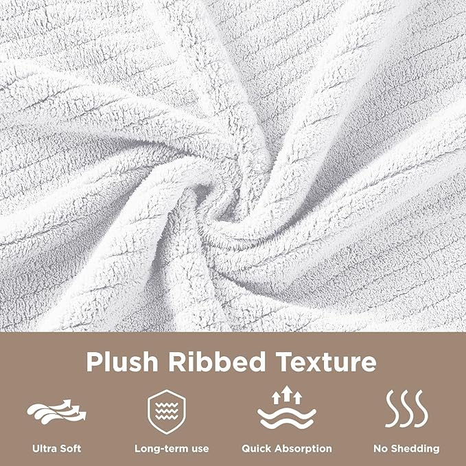Oversized Bath Towels 8 Piece Towel Set, 2 Extra Large Bath Sheets, 2 Hand, 4 Washcloths, Luxury Soft Super Absorbent Thick Shower Towels for Bathroom, Spa & Hotel, Quick Dry, White