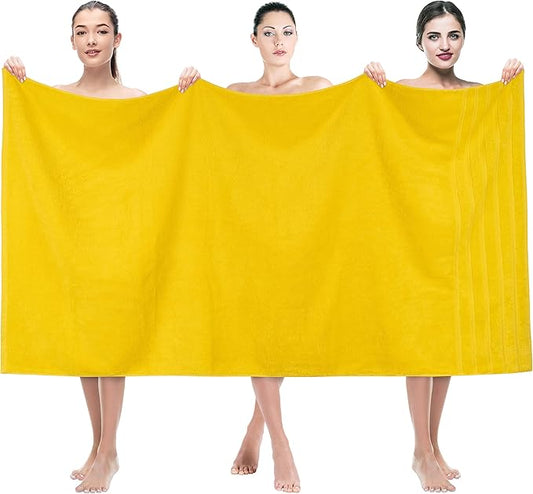 American Soft Linen 35x70 Jumbo Large Bath Towel, 600 GSM 100% Cotton Turkish Bath Sheet, Oversized Luxury Bath Towel for Bathroom Beach and Pool, Yellow