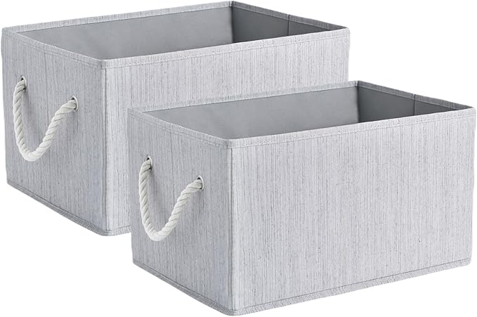 Sukkiri Pack of 2 Large Storage Bins Closet Organizer System, Sturdy Foldable Storage Boxes for Organizing Clothing, Sheets, Books - Shelf Organizer Shelves Basket Storage Bin 14.7"x 10.24"x 8.27"