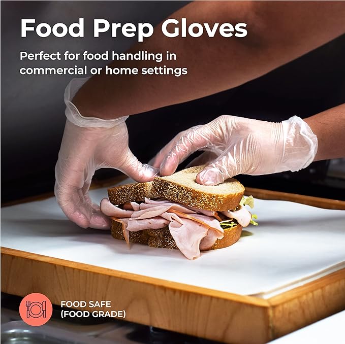 Fit Meal Prep 100 Pack Disposable Latex Free Small Vinyl Food Prep Gloves - Powder Free, Ideal for Kitchen, Bathroom, Household, Gardening