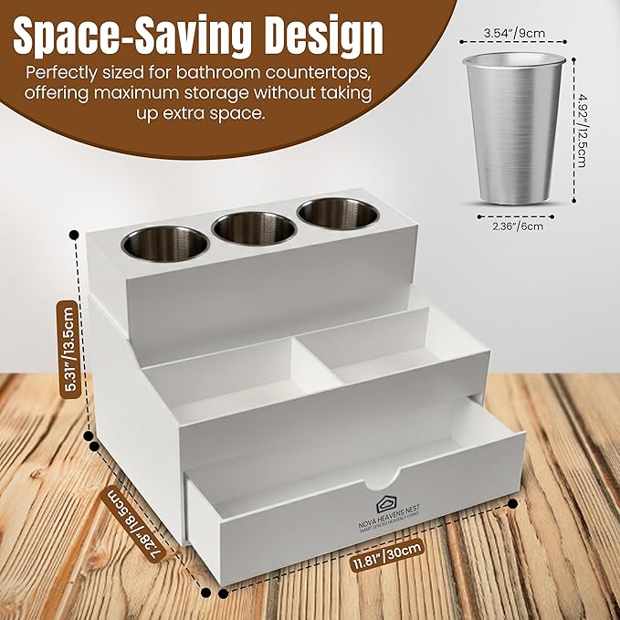 NovaHeavensNest Premium Vanity Hair Tool Organizer with Acrylic Material | Large Bathroom Organizer Countertop & Drawer Storage for Hair Tools | Slip-Resistant Hairdryer & Curling Iron Holder