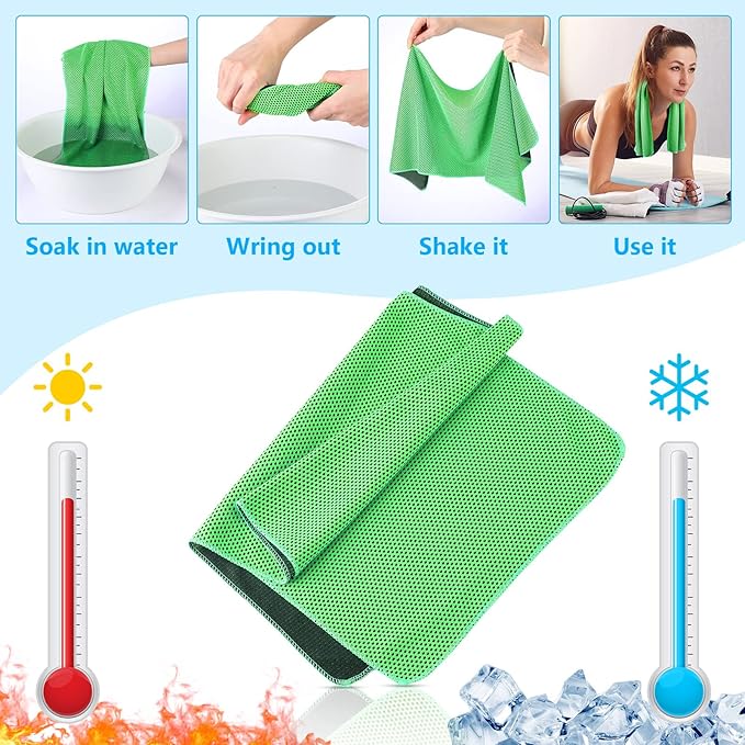 60 Pack Cooling Towels,40"x12" Ice Breathable Soft Chilly Sweat Rag Microfiber Workout Rags for Gym Cooling Towels for Neck and Face for Yoga Golf Sport Running (10 Colors)