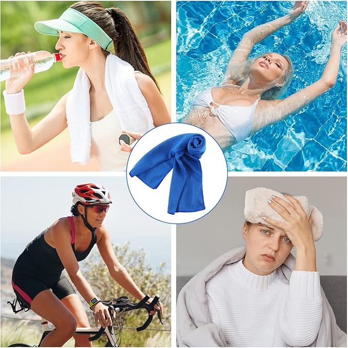 100 Pcs Cooling Towels Bulk 40 x 12 Inch Ice Towel Microfiber Sports Cooling Towels for Neck Face, Breathable Chilly Towel for Yoga Sport(Royal Blue, Light Gray)