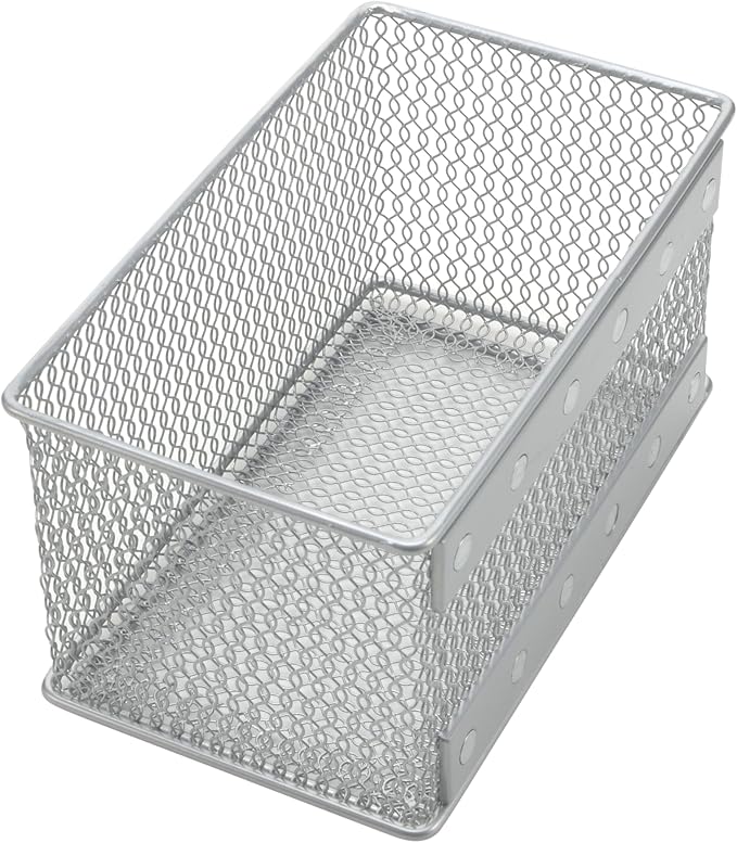 YBM HOME Wire Mesh Magnetic Storage Basket, Trash Caddy, Container, Desk Tray, Office Supply Organizer Silver for Refrigerator/Microwave Oven or Magnetic Surface in Kitchen or Office (1, Medium)