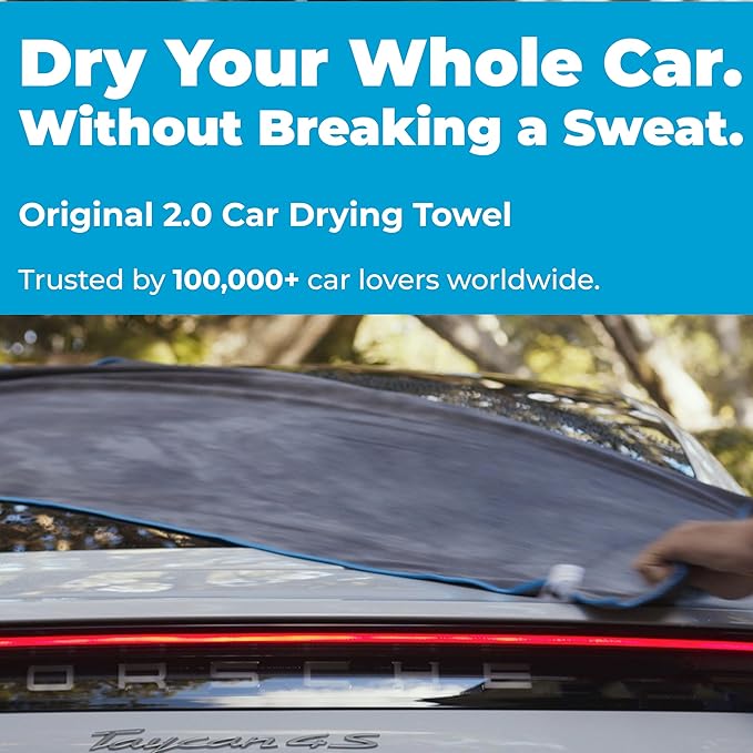 Rapid Dry Towels Original 2.0 Microfiber Car Drying Towel — 150 x 75cm — Extra Large Channel Weave Drying Cloth — Ultra Absorbent, Scratch-Free, Auto Detailing Towel for Cars SUVs Trucks & Boats