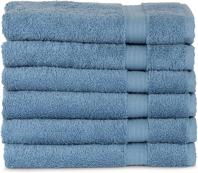 TowelSelections Soft and Absorbent Towels Cotton for Bathroom Hotel Shower Spa Gym, 4 Hand Towels Allure Blue