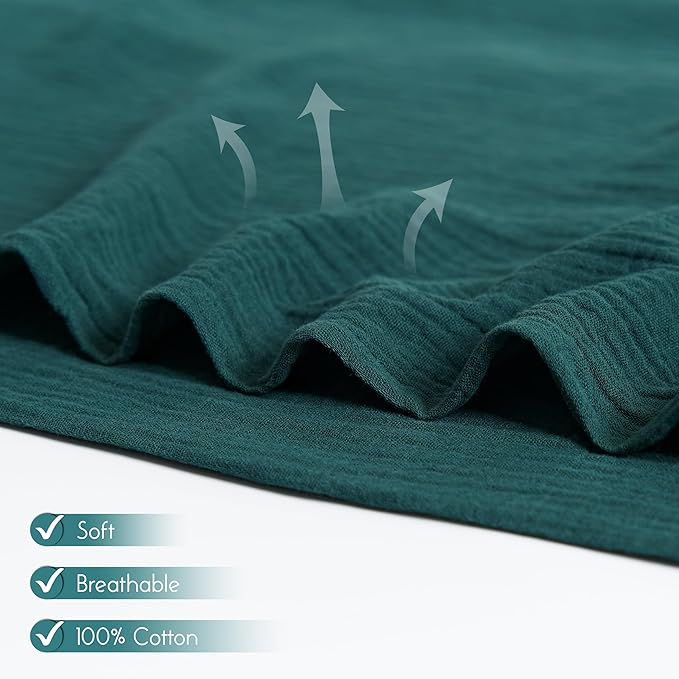 Meracorallo Muslin Swaddle Blanket, 100% Cotton Receiving Blanket Soft and Breathable Swaddle Wrap for Baby Boys and Girls, Dark Green