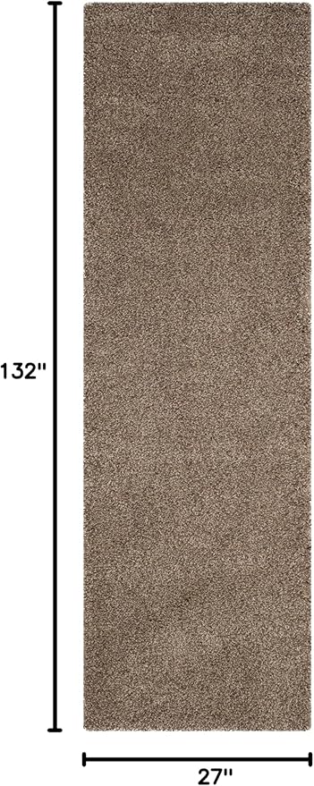 SAFAVIEH Santa Monica Shag Collection 2'3" x 11' Taupe SGN725 Solid Non-Shedding Living Room Bedroom Dining Room Entryway Plush 2-inch Thick Runner Rug