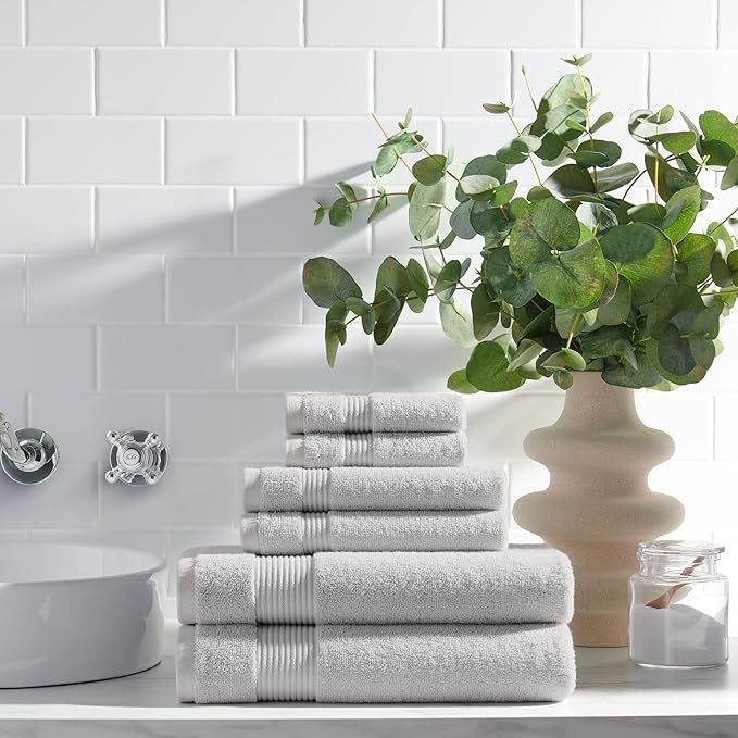 Arkwright Solid Bath Towels, Pack of 4, 100% Cotton 600 GSM Soft Absorbent Bathroom Towels for Hotel, Spa or Vacation Rental, 54 x 27 in, Titanium Grey