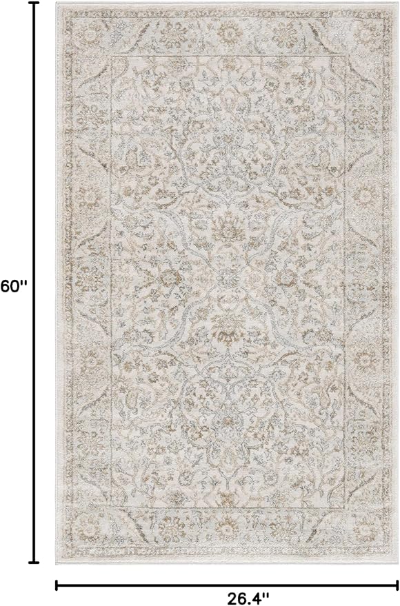SAFAVIEH Isabella Collection Accent Rug - 2'2" x 5', Cream & Beige, Oriental Design, Non-Shedding & Easy Care, Ideal for High Traffic Areas in Entryway, Living Room, Bedroom (ISA912A)