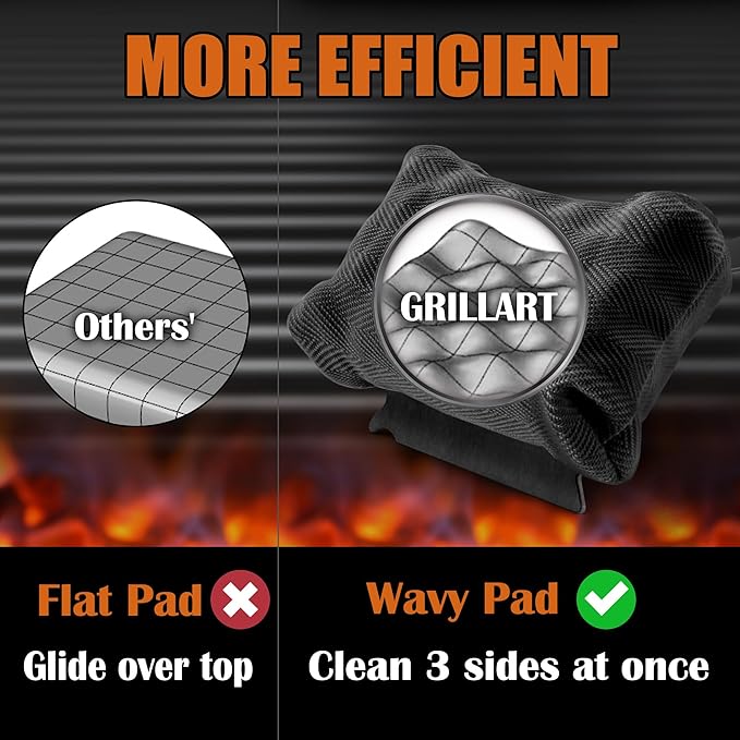Grill Brush Bristle Free - Safe 17" Long Handle with Built-In Solid Scraper - Steam Clean Stubborn Grease Replaceable Head - Reinforced BBQ Accessories for All Grate Types - Gifts for Men Dad