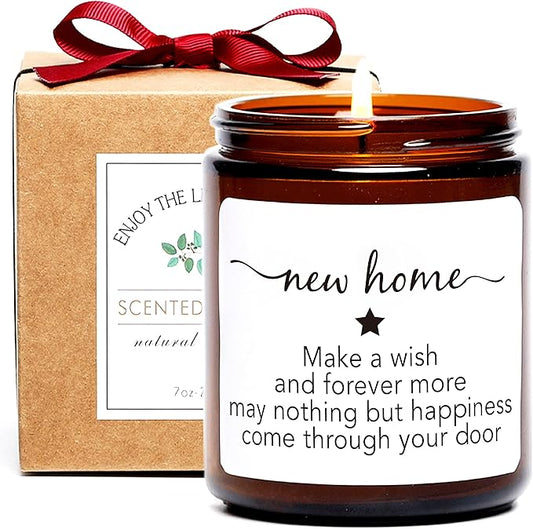 House Warming Gifts New Home,New Home Candle,Gifts for Women,House Warming Gift for Women and Men,Gift for Home Buyers,New Homeowner,Sandalwood & Rose Scented Candle,7oz