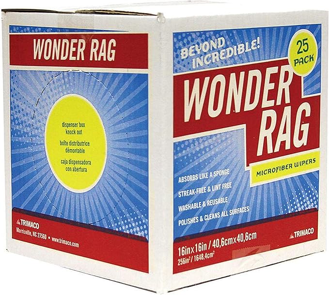 Trimaco 83625 Wonder Rag, 25 per box, White, Count