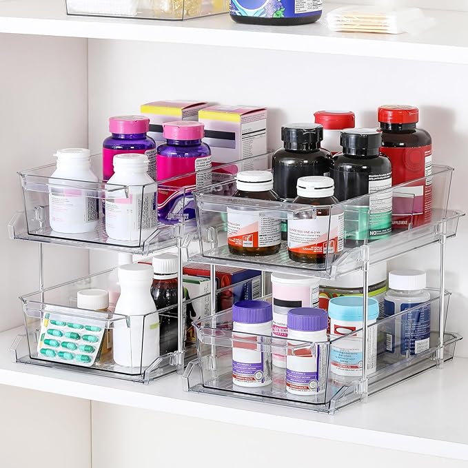 2-Tier Pull-Out Cabinet Organizer - Double Your Storage Space Instantly