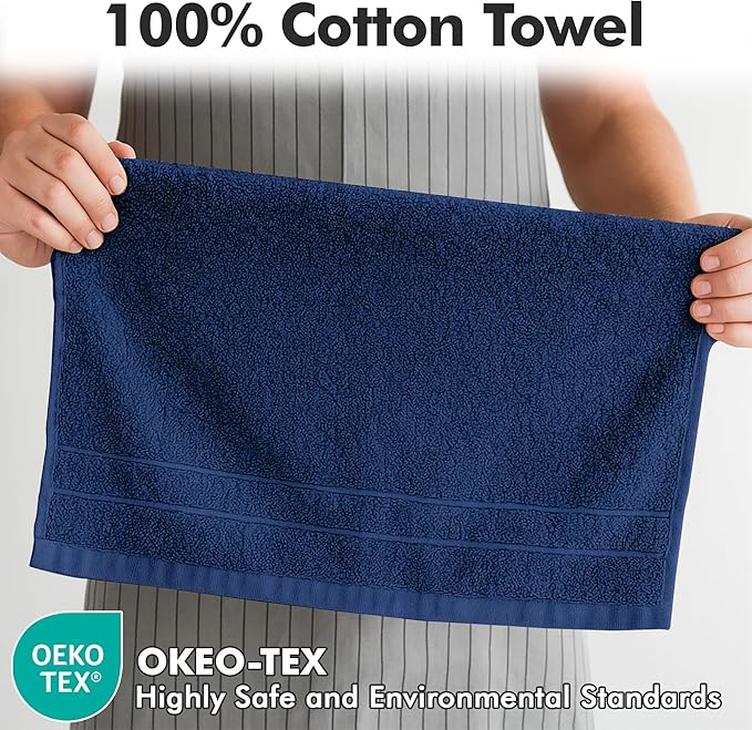 100% Cotton Hand Towels for Bathroom – Soft & Absorbent Towel Set– Pack of 6 Small Towel (34x20in) – Quick Dry Luxury Cotton Hand Towels – Royal Blue