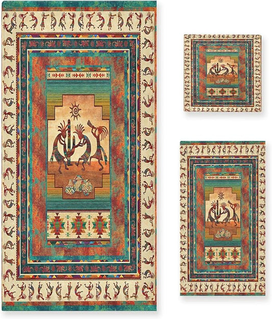 Kokopelli Bath Towels Set,Absorbent Soft 3 Piece Southwest Native American Ethnic Tribal Towels for Bathroom,1 Bath Towel 1 Hand Towel 1 Washcloth,Decoractive Guest Bathroom Towels,Brown