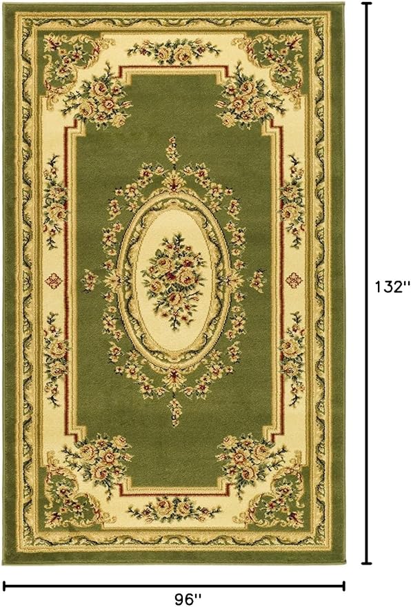 SAFAVIEH Lyndhurst Collection Area Rug - 8' x 11', Sage & Ivory, Traditional European Medallion Design, Non-Shedding & Easy Care, Ideal for High Traffic Areas in Living Room, Bedroom (LNH218B)