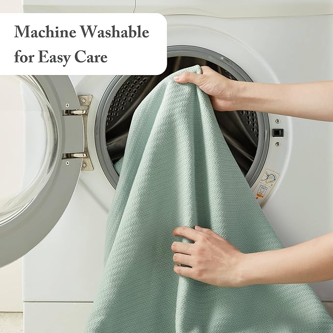 Madison Park Liquid Cotton Luxury Blanket Premium Soft Cozy 100% Ring Spun Cotton For Bed , Couch or Sofa, Twin, Sea Foam